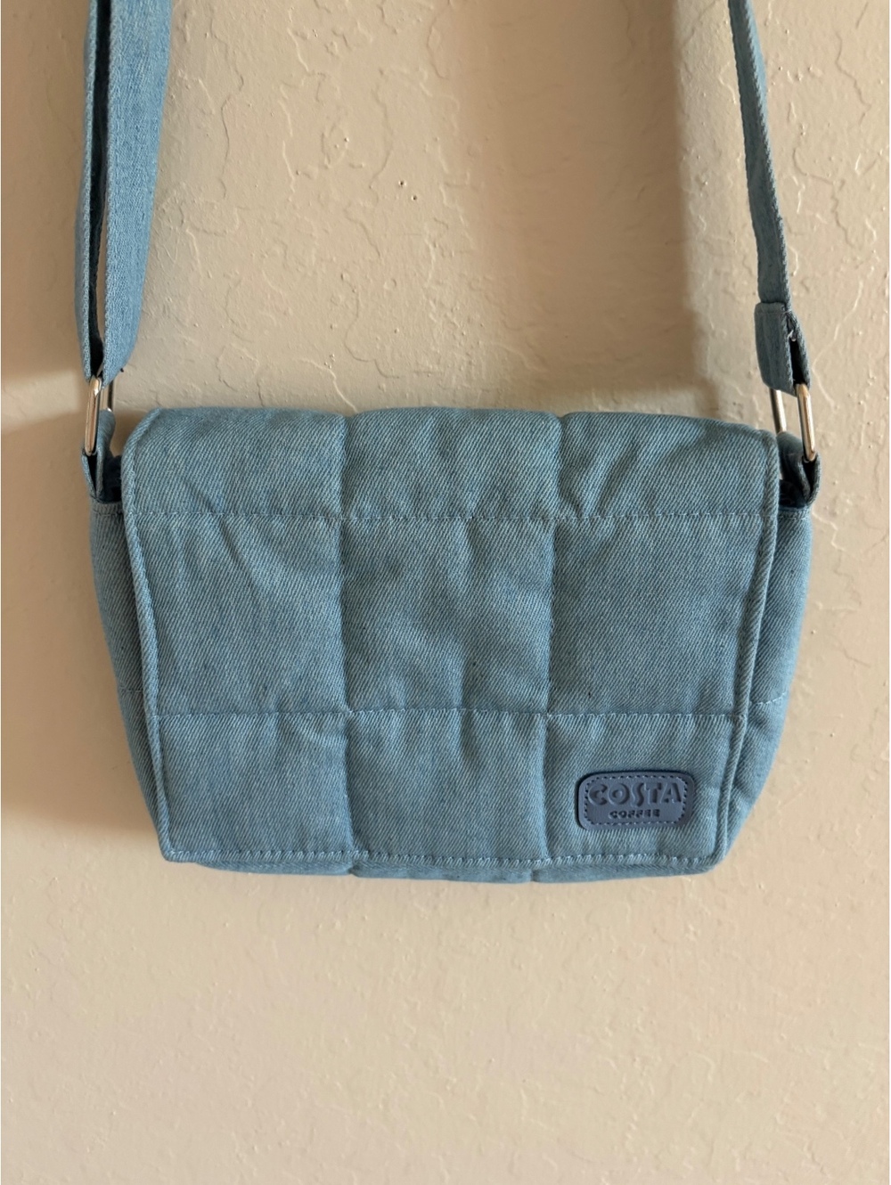 Costa Coffee denim messenger bag